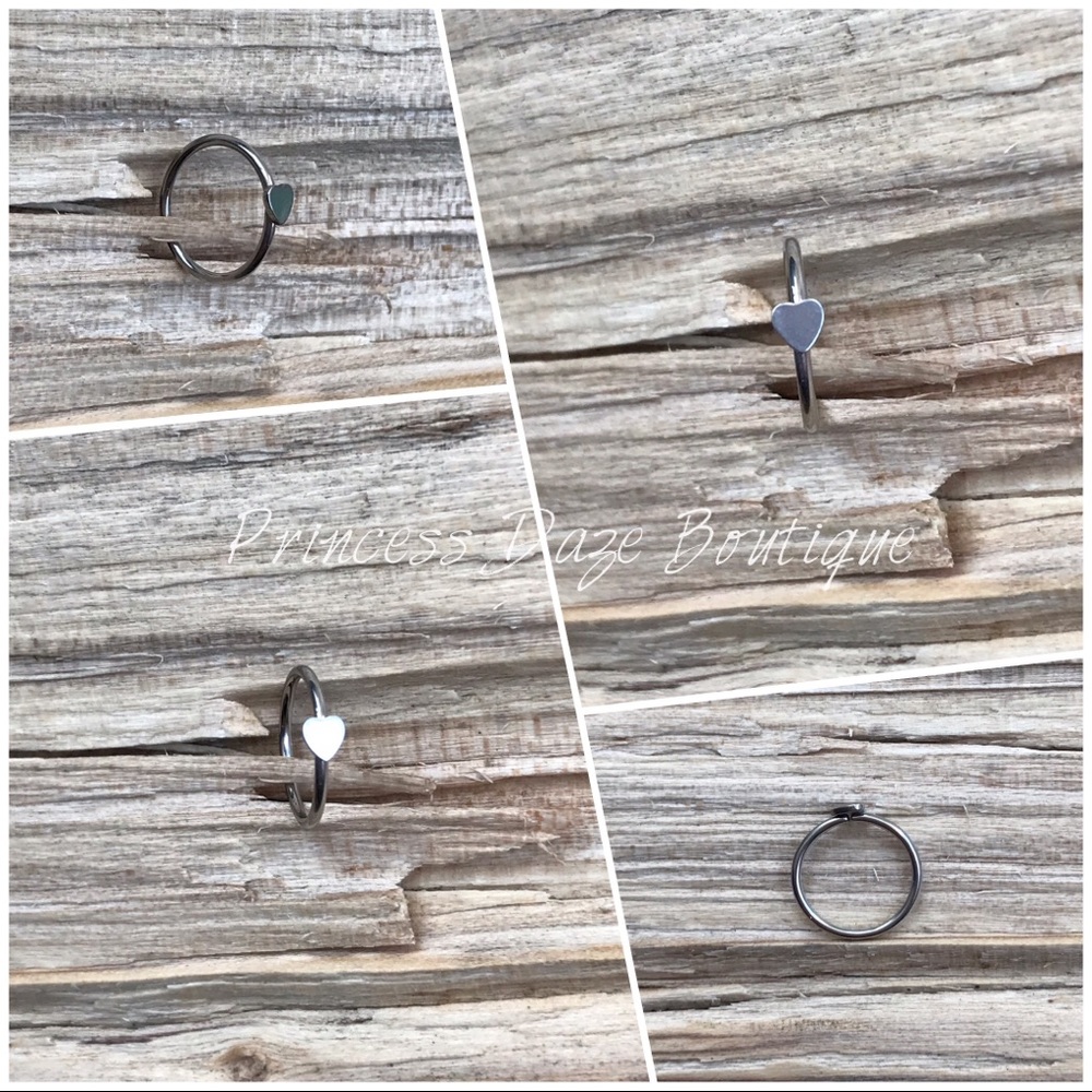 Silver Heart‎ Nose Hoop